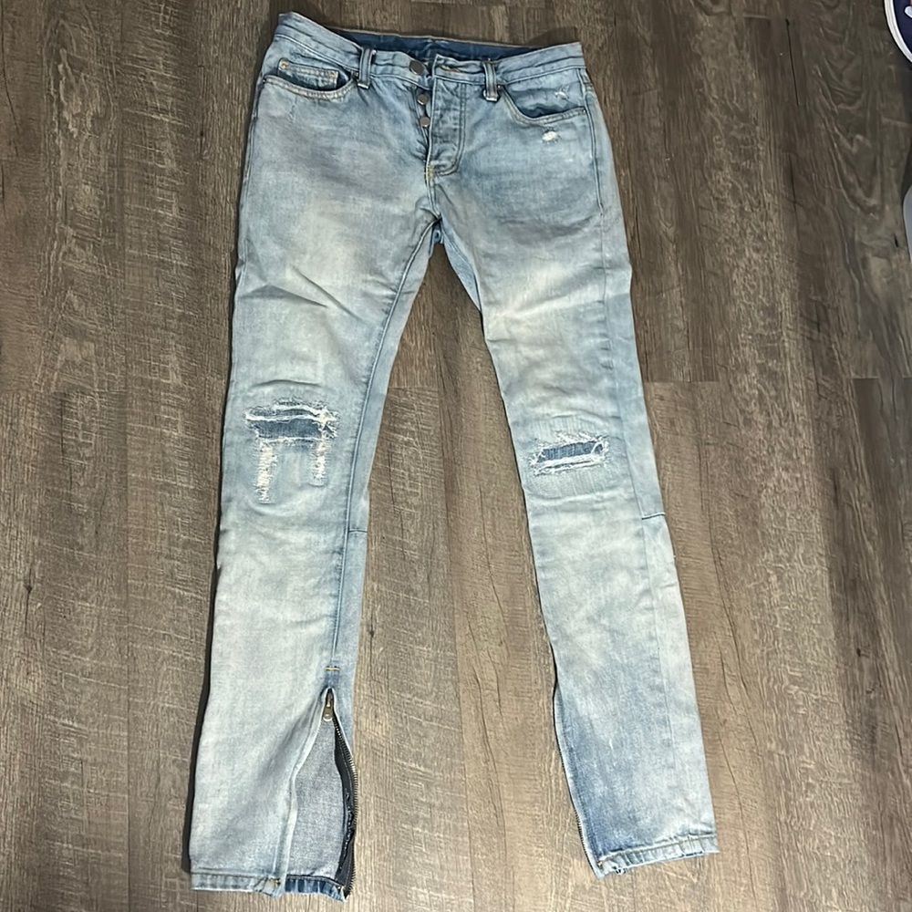 mnml distressed zipper denim